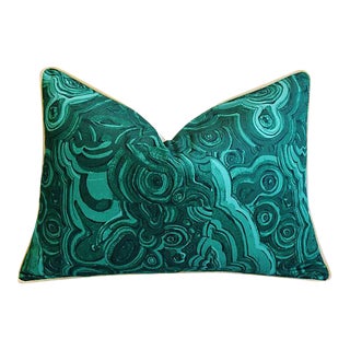 25" X 18" Custom Tailored Jim Thompson Malachite Green Feather/Down Pillow For Sale