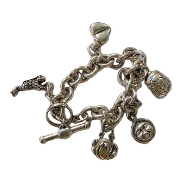 Vintage Barry Kieselstein-Cord Sterling Silver Link Bracelet With Five Charms For Sale