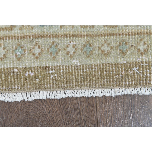 Boho Chic 1970s Vintage Persian Handmade Wool Cotton Green Area Rug For Sale - Image 3 of 11