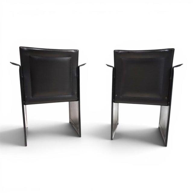 Solaria Chairs in Black Leather by Tito Agnoli for Arrben, 1970s, Set of 2 For Sale - Image 12 of 18
