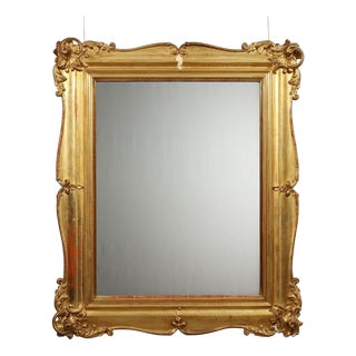 Carved and Gilded Wooden Mirror For Sale