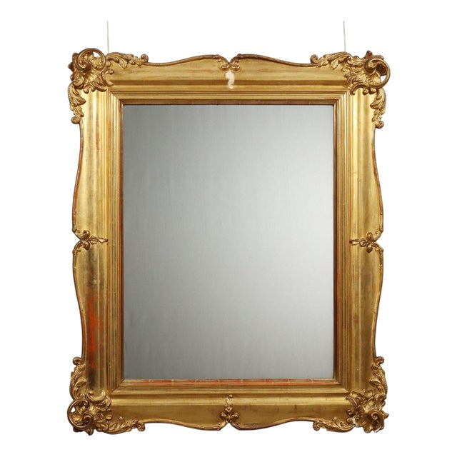 Carved and Gilded Wooden Mirror For Sale