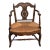 Vintage French Country Low Profile Brown Rush Accent Chair For Sale