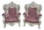 Heavy Rococo Style Lilac Velvet Chairs With Silver Leaf Frame- Set of 2 For Sale