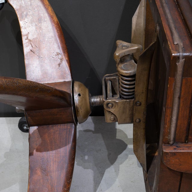 Wood Antique Solid Oak Banker's or Library Swivel Desk Chair c.1940 For Sale - Image 7 of 7