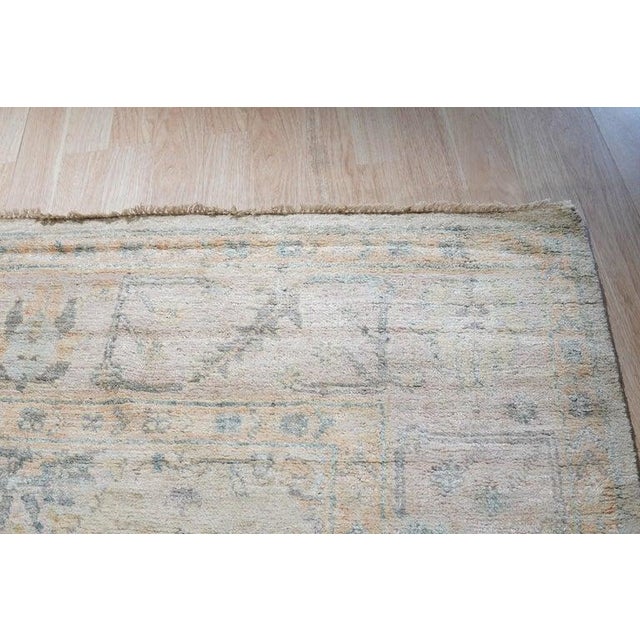 2010s 10x14 Ivory Hand-Knotted Silk Faded Floral Medallion Traditional Carpet Rug For Sale - Image 5 of 5