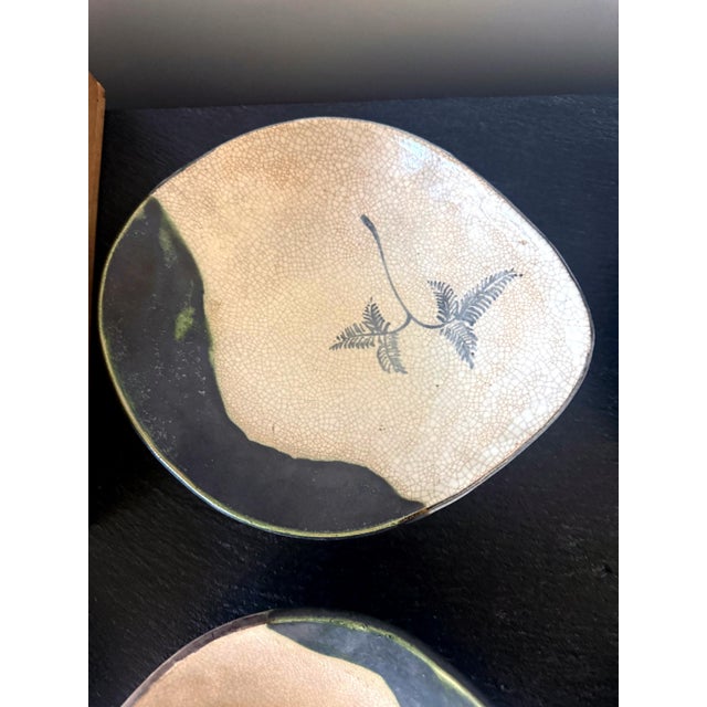 Set of Five Antique Ao-Oribe Ceramic Dishes with Tomobako Edo Period For Sale - Image 14 of 14