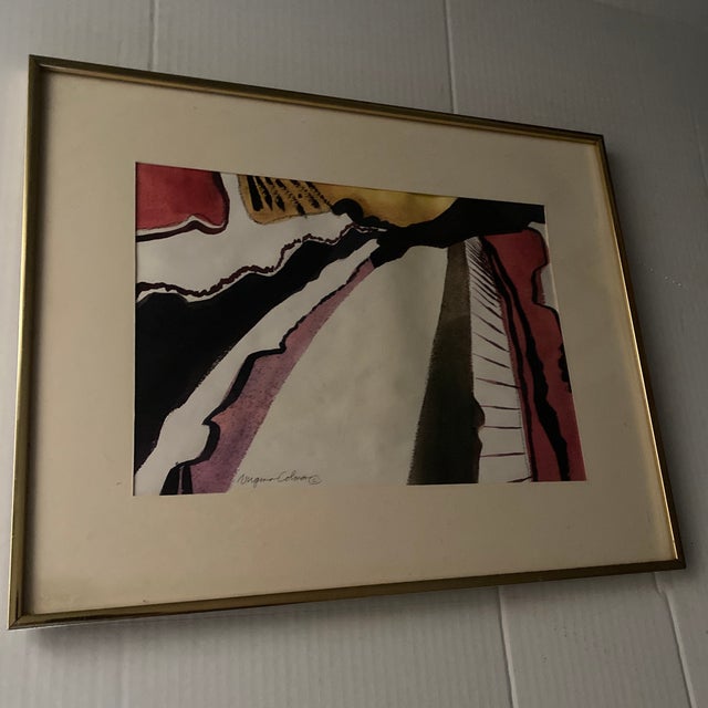 1980s Virginia Colman. Abstract Water Colour Painting Artwork With Bold Colors and Dynamic Lines, Signed For Sale - Image 11 of 12