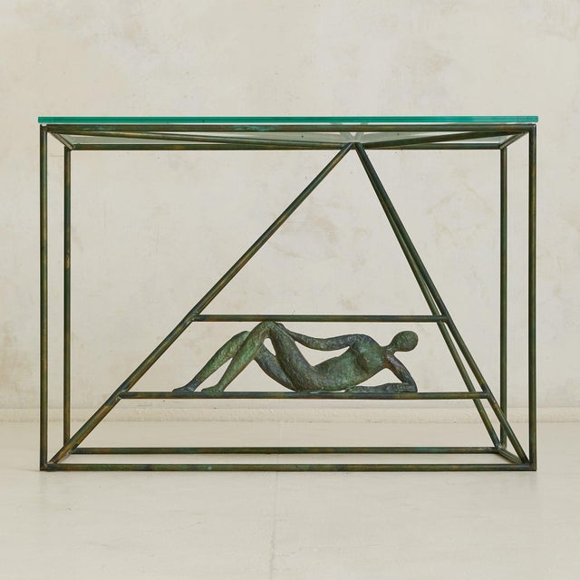 French Bronze Console Table Attributed to Jacques-Pierre Dufresne, 1950s For Sale In Chicago - Image 6 of 18
