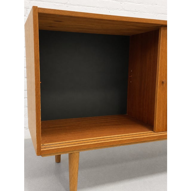 Brown Mid Century Modern Oak Sliding Door Credenza – Danish Modern Storage Cabinet, C. 1960’s For Sale - Image 8 of 12
