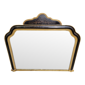 Late 19th Century Gilded and Ebonized Mirror With Floral Decoration