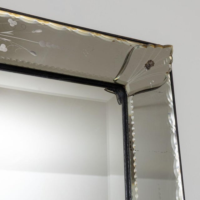 Glass 1930s French Venetian Etched Mirror For Sale - Image 7 of 15