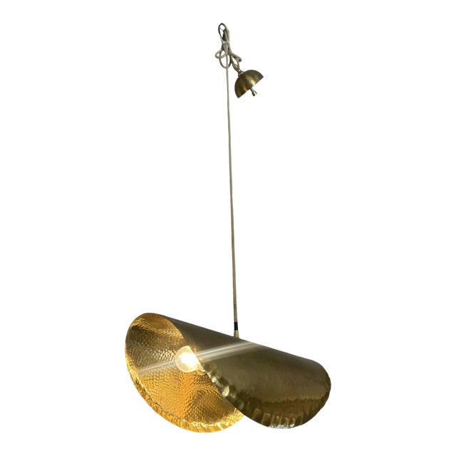 Late 20th Century Hammered Brass Pendant For Sale