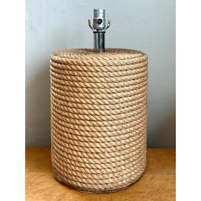 Sand Vintage Rustic Rope Wrapped Lamp For Sale - Image 8 of 12