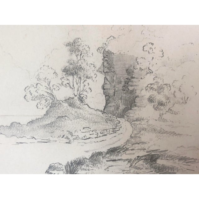 19th Century Antique English Graphite Landscape Drawing For Sale - Image 4 of 8