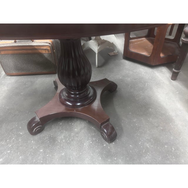 Early 20th Century Vintage Walnut Oval Center Table With Pedestal Base For Sale - Image 5 of 12