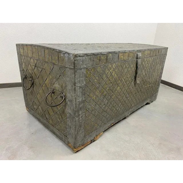 Wood Antique Travel Chest, 1700s For Sale - Image 7 of 16