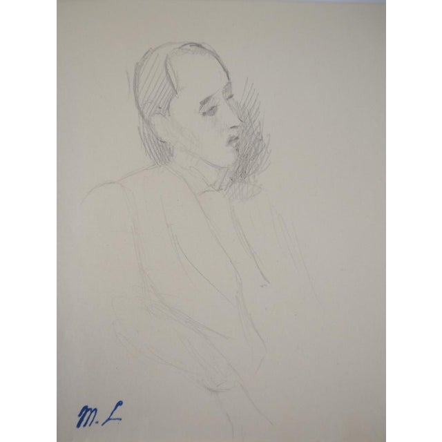 Marie LAURENCIN seated man Original pencil drawing Signed with the artist's stamp On paper 13.5 x 14.5 cm Very good...