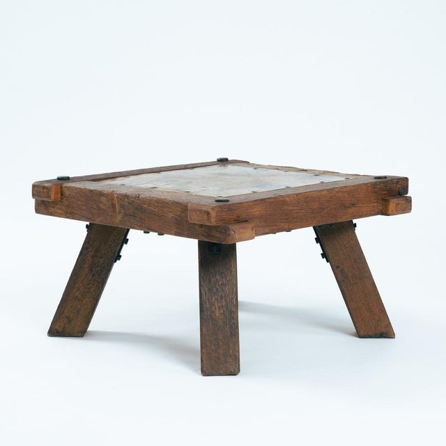 Brutalist Copper and Oak Side Table, 1970s For Sale - Image 4 of 15