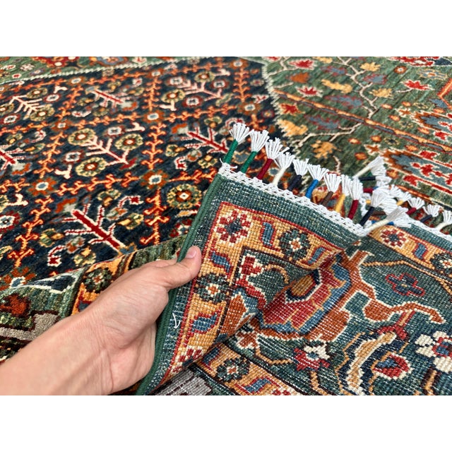 Green Persian Qashqai Cypress Tree Hand-Knotted Wool Rug - 5' X 6'6 For Sale - Image 10 of 11