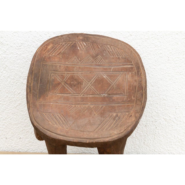 Rugged Brown Vintage Nupe Stool For Sale - Image 9 of 10