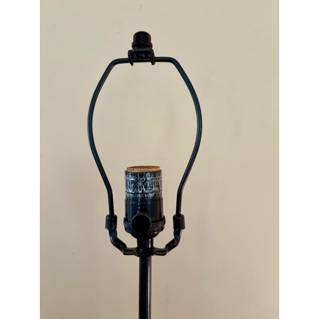 Black Candlestick Style Adjustable Height Library Lamp in Black With Brass Accents by Restoration Hardware For Sale - Image 8 of 12