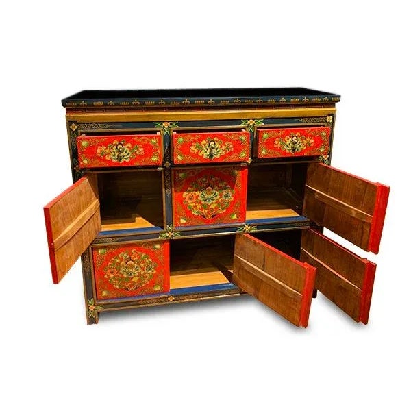 Tibetan Hand Painted Cabinet For Sale In New York - Image 6 of 8