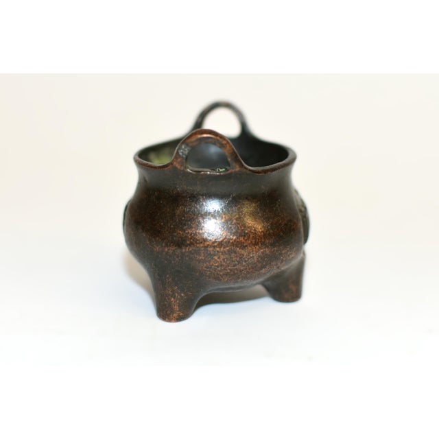 4 Antique Chinese Solid Bronze Mini Censers Incense Burners For Sale - Image 13 of 18