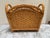 Vintage Wood Wicker Honey Toned Storage Basket For Sale - Image 9 of 10