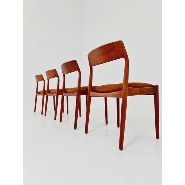 Danish teak dining chairs by David Nygrens Möbelfabrik, 1960s, set of 4. The chair frames are made from solid teak and are...