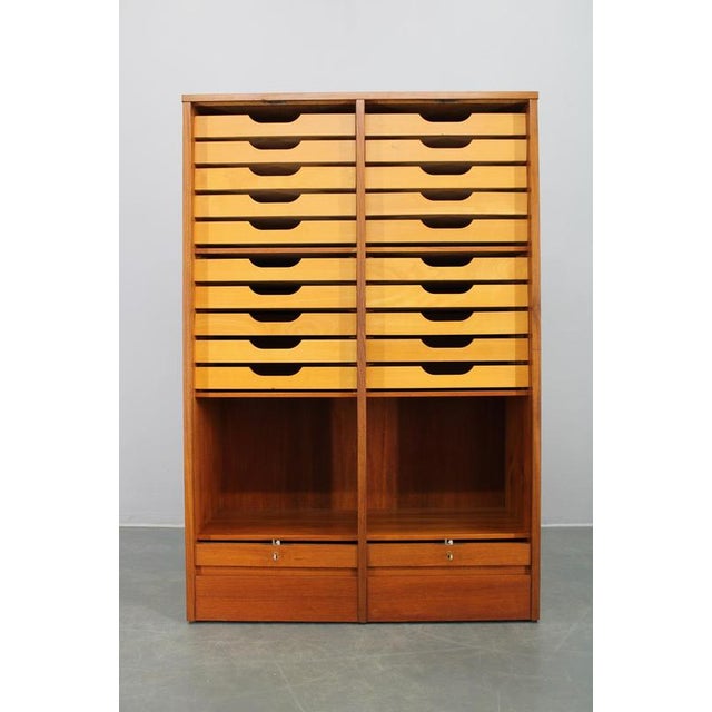 Mid-Century Tambour Office Cabinet, Denmark, 1960s For Sale - Image 3 of 16