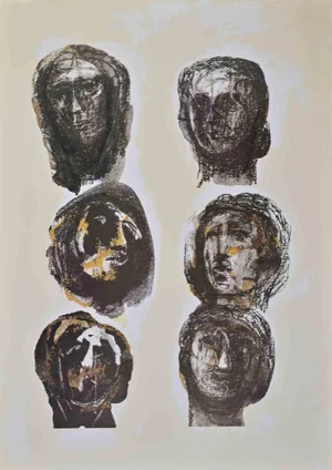 Henry Moore, Six Heads Olympians, Photolithograph, 1983