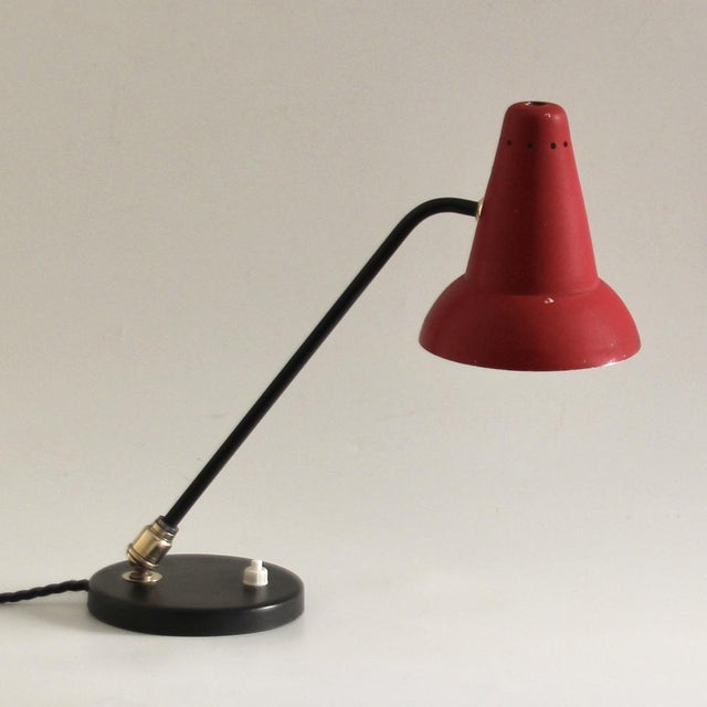 Mid-Century Adjustable Brass Table Lamp attributed to Jacques Biny for Luminalité, 1950s For Sale - Image 6 of 18