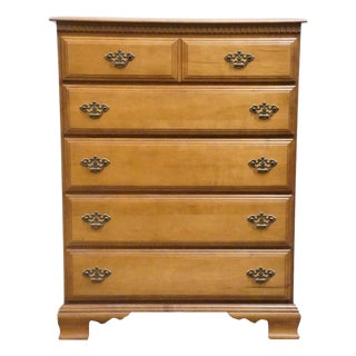 Bassett Furniture Solid Hard Rock Maple Colonial Early American 36" Chest of Drawers 229-01-251 For Sale