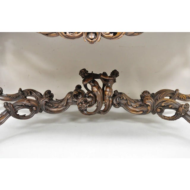 Brown French Renaissance Louis XV Style Figural Carved Walnut Curio Display Buffet For Sale - Image 8 of 12