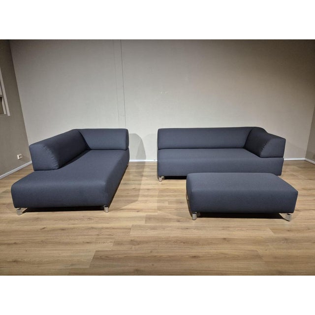 Leolux Set of Corner Sofa with Ottoman in Grey from Leolux For Sale - Image 4 of 16