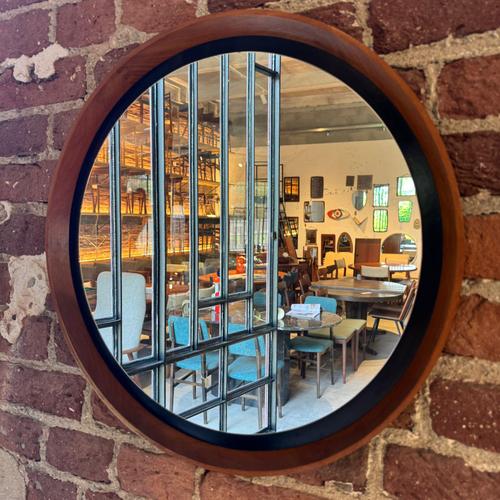 Round Teak Mirror Denmark (1960s) For Sale - Image 3 of 4