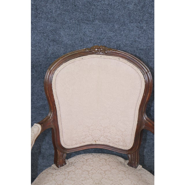 1940's Pair French Louis XV Style Carved Armchairs For Sale - Image 13 of 13