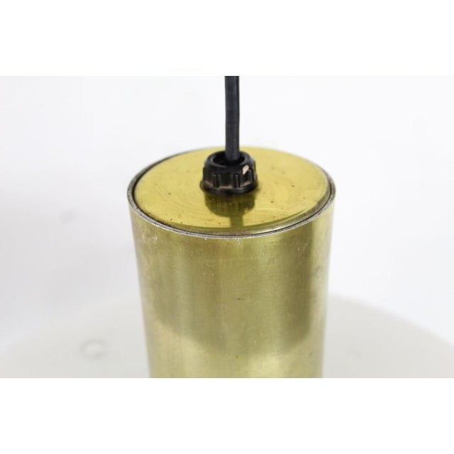 White 1960s Mid-Century Modern Brass Ceiling Pendant Light Fixture For Sale - Image 8 of 10