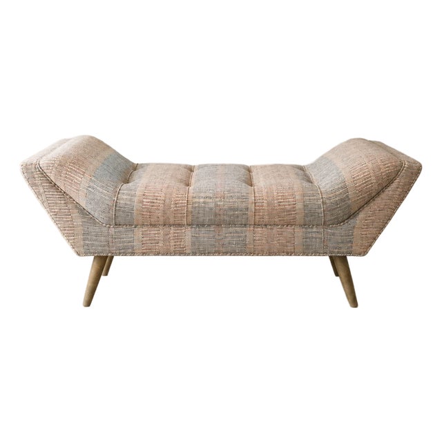 Mid Century Modern Designer Textile Bench For Sale
