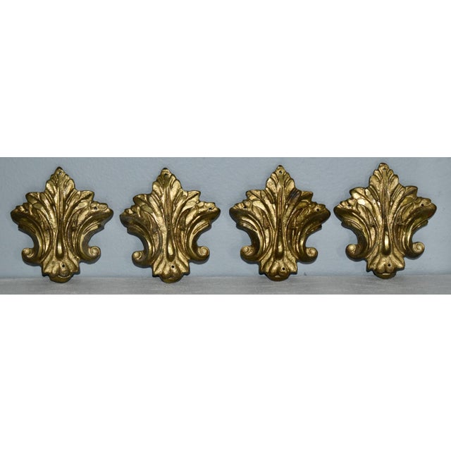 Vintage Set of Four Fleur-De-Lis Brass Ormolu For Sale - Image 10 of 11
