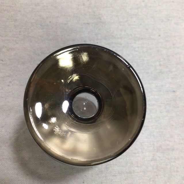 Vintage Etched a Silver Leaf Brandy/Port Decanter With 4 Ombré Brandy Glasses-Set of 5 For Sale - Image 12 of 12