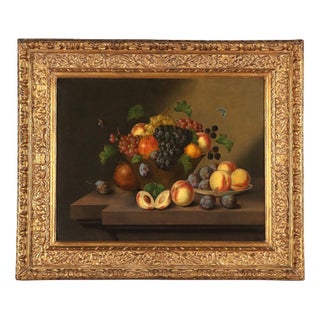European Artist, Still Life and Insects, 19th Century, Oil on Canvas, Framed For Sale