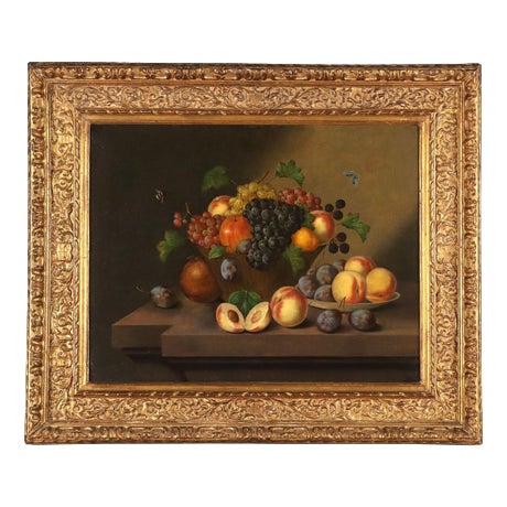 European Artist, Still Life and Insects, 19th Century, Oil on Canvas, Framed For Sale