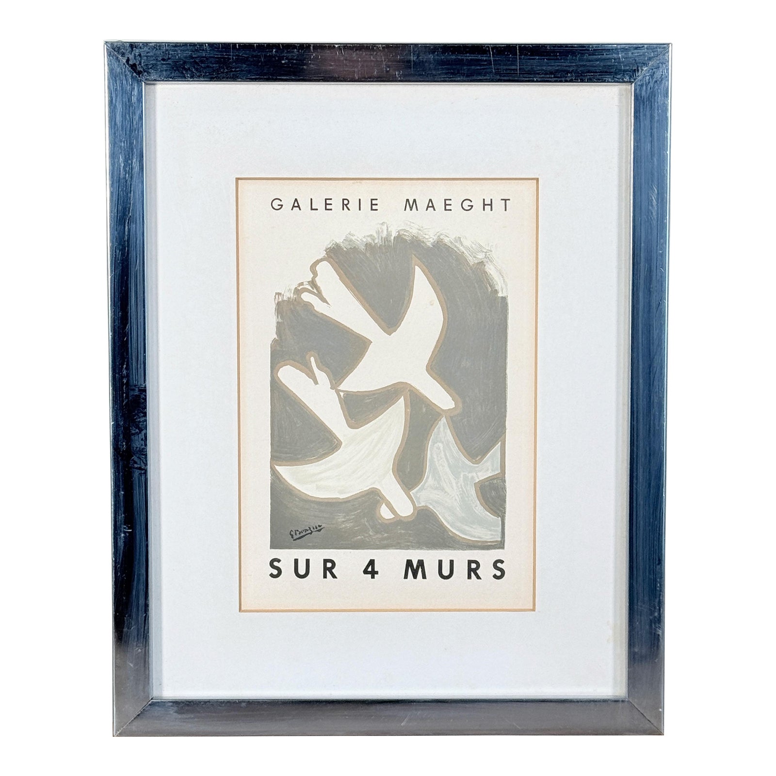 Mid Century Galerie Maeght Sur 4 Murs Exhibition Lithograph Print Framed