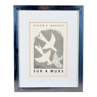 Mid Century Galerie Maeght Sur 4 Murs Exhibition Lithograph Print Framed For Sale