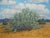Fred Darge Green, Yellow, and Blue Abstract Impressionist Western Desert Landscape, Mid-20th Century For Sale