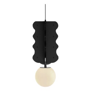 Minimalist Small Led Pendant Lamp Sculptural Geometric Art Object Steel and Frosted Glass For Sale