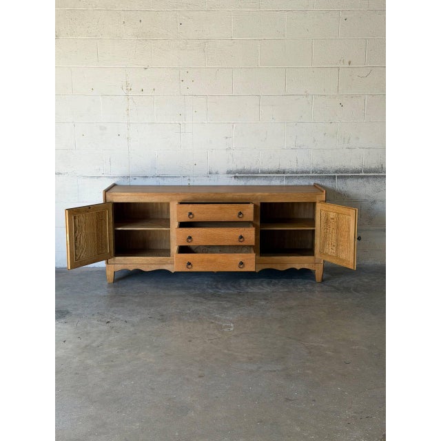 Wood Oak Low Sideboard Credenza With Ring Pulls Mid-Century Modern 1970s For Sale - Image 7 of 13