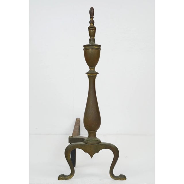Pair of Vintage Federal Brass Andirons For Sale - Image 9 of 12